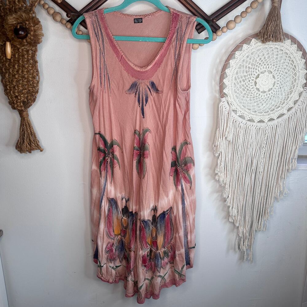 India Boutique Pink Embroidered Hand Painted Butterfly Dress